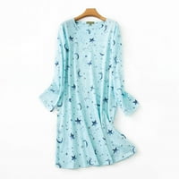 Pidžama sve za žene Ženska labava ugradnja Pajamas Pajamas s dugih rukava slatke crtane haljine Početna Nošenje svjetla Plavo XL