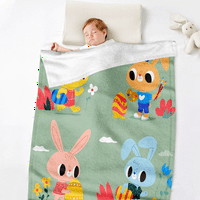 SOSTER BUNNY pokrivač s jastučnicima za kućni kauč krevet i kauč ugodan i meka plišani crtani plišani