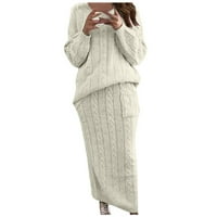TUPHREYOOW ženski set Slouchy dugih rukava Crochet Dukseri za uklanjanje trendi slobodno vrijeme Baggy