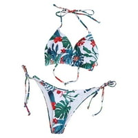 Zuwimk High Struk bikini, žensko kupalište za kupanje cvjetni print Cross Back Bikini set kupaćih kostim f, l