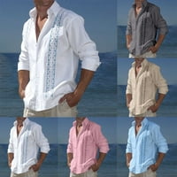 Fule Men casual košulje za ovratnike s dugim rukavima, gumb s dugim rukavima, majice