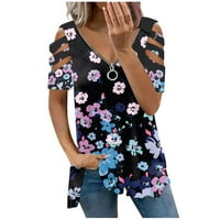 Ženski bluze Ženski modni povremeni patentni patentni zatvarač s kratkim rukavima s kratkim rukavima