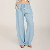 HVYesh ženske plus veličine pamučne posteljine hlače Ljeto elastično struk labav fit udobne pantalone