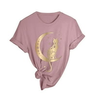 SNGXGN Fit košulje Žene Žene vrhovi kratkih majica s dugim rukavima Opremljena pamučna Crewneck Tee