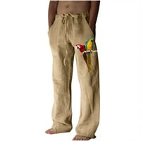 Homodles Muške izdržljive hlače - tiskane FIT Hlače Bež veličine S