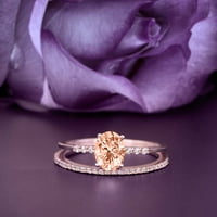 Bajka Deco 2. Carat ovalni rez morgatit i dijamantski morski set za angažman, klasični vjenčani prsten