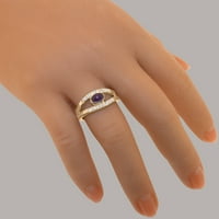 Britanci napravili 14k ružični zlatni prsten s prirodnim ametistom i dijamantnim ženskim prstenom -