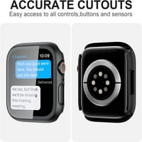 Slučaj sa kaljenim zaštitnim zaslonom stakla za Apple Watch seriju, tanka stražarska branik Potpuna pokrivenost Hard zaštitni poklopac HD ultra tanki poklopac za iWatch, crni + clear