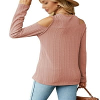 Colisha Women Hladno rame Dugi rukav pala pulover obične košulje u boji Ležerne prilike bez obzira na
