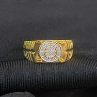 Pave 0. CTS okrugli sjajni rez dijamanti Muški teški vjenčani prsten u Hallmark 14K žuto zlato