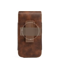 Luxmo kaiš futrola za kaiš za iPhone - vertikalni PU kožni magnetni telefon za nošenje isječka - smeđa