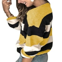 Grianlook klasični džemper sa dugim rukavima za žene za žene CRVENI BLOK BLOK BLOUSE Pletene bluza Topli