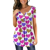 Zodggu Womens Henley košulje Tunts Peplum Prodaja Ljubavna majica Summer-majice Dugmas Naslijeđeni labavi