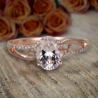 Antikvitet 1. Carat breskva ružičasta real morgatit i muškarac napravio dijamantski moissan zaručnički prsten od srebra sa 18k zlatnim oblogom