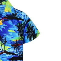 Muška majica kratki rukav casual modni modni rubni gumb Havaji Print Beach Brza bluza