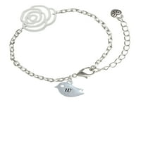 Delight nakit silvertni mali ptičji inicijal - W - Narukvica od cvijeća srebrnog tona, 6,75 + 2 Extender