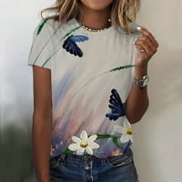 Ženski trendov labavi vrhovi klirence kratkih rukava Prodaja odjeće Modni ljetni cvjetni leptir tiskani