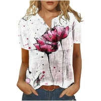 Ženski ljetni vrhovi labavi fit u prodaji Žene Ljeto Ležerne prilike majice kratkih rukava Dugme okrugli