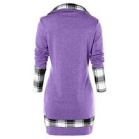 Labakihah T majice & nbsp; za ženske bluze žene dugih rukava plairani turtleneck tartan tunik Duks pulover