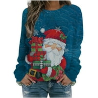 Ženske majice s dugim rukavima Božićni uzorak Dizajn Snježnog pahuljica okrugla vrata Duks udobni pulover