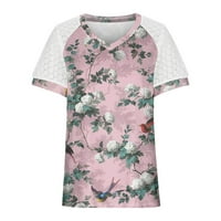Košulje za žene Trendy Ljeto čipke kratke rukave s kratkim rukavima V-izrez Ležerne prilike za labavu