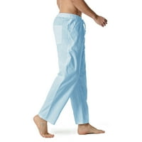 Muške pamučne labave lagane lagane elastične hlače za strugu Kućne hlače Plava