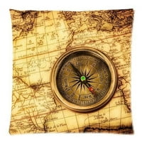 Retro Print Travet World sa Compass patentnim patentnim bacačem Jastuk za jastuk CASS CASS CASS TISCI