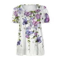 Žene ljetne tunike vrhovi plutane majice cvjetni tipka za tisak Henley majice moda casual tee bluzes