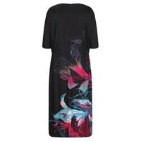 WAVSUF Ljetne haljine za žene tiskane cvjetne prevelike dugih rukava i pad Maxi Clearence ljubičaste