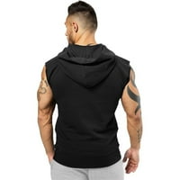 Mens workout s kapuljačom s kapuljačom top odsječena majica rukava bodybuilding mišićni kapuljač