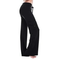 Žene sa visokim strukom casual workout široke noge Teretne hlače Modne prostirke Tkanine The Gym Duweats sa džepovima