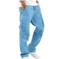 FPQTRO muškarci Čvrsti povremeni višestruki džepovi na otvorenom ravno tipovi fitness hlače Tergo hlače pantalone
