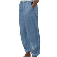 Ženske hlače Sawvnm modne žene Ljetne casual labave pamučne i posteljine džepom pantalone za pantalone