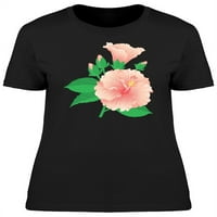 Ružičasti hibiskusovi cvijeće i lišće majice žene -image by shutterstock, ženska x-velika