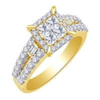 1. CT bijeli prirodni dijamantni zaručni prsten u 14K žutom zlatnom prstenu veličine: 14