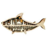 Morske životinje, zanat, drvena rezbarija, ukrasi za riblje stol, ukrasi, ukrasi ručno rezbareni drveni dekor skulpture