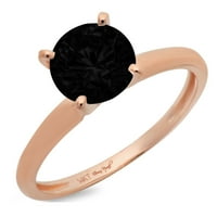 1.0ct okrugli rez crni prirodni ony 14k ružičasto zlato Angažovane prstene veličine 7,25