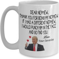 Najbolji nećak Trump krig kafe hvala što si moj nećak poklon ideja za muškarce ujaka hvala Dan oca čaja