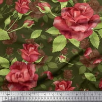 Soimoi Green Rayon tkanina odlazi i ruža cvjetna otiska šiva šibice tkanine