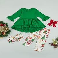 Kiapeise 1-6t Toddler Baby Girls Santa Outfits Dugi rukav Crveni vrhovi Haljina + Božić ruff hlače šal