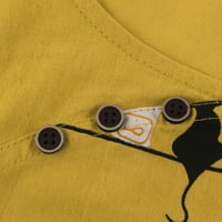 Aurouralne majice za žene čišćenje Žene Ležerne prilike Cat Print Kratki rukav O-izrez O-izrez Labavi