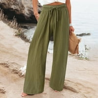 Wavsuf ženske hlače plus veličina čvrsta sa džepovima visoke vojske zelene hlače veličine S