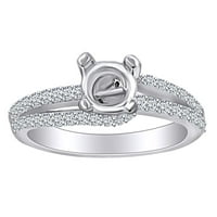 0. Carat Okrugli oblik bijeli prirodni dijamantni polupisni zaručni prsten u 14K čvrstog bijelog zlatnog