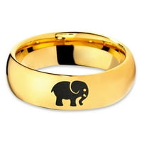 Tungsten Slon životinja 2D stil umjetnička band prsten za muškarce Žene Udobne cipele 18K žute zlatne kupole polirano