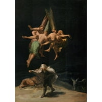 Francisco de Goya Crni moderni uokvireni muzej umjetnički print naslovljen - let vještica