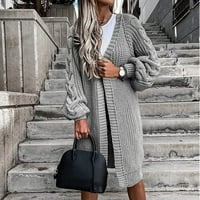 SNGXGN WOMENS SHERPA obložena flanela jakna s dugim rukavima Ležerna obraća odjeća s džepovima Ženski kaputi, siva, veličina XL