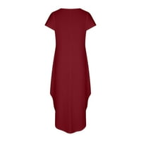 Ženske haljine okrugli dekolte Dužina dokolica Ležerne prilike Maxi Solid kratkih rukava Crvena XL