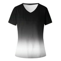 Ženske ljetne topšinske modne tipice Ležerne prilike V-izrez kratki rukav labav majica Crne L