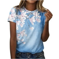 Žene Grafičke majice O-izređene košulje za čišćenje za žene ispod $ nebesko plava 6