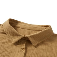 Eyicmarn ženske ljetne odjeće sjedišta dugih rukava majica sa gumbom + čvrste kratke hlače